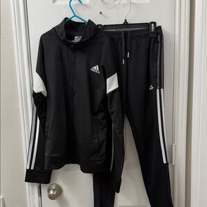 Boys adidas Black and White Track suit